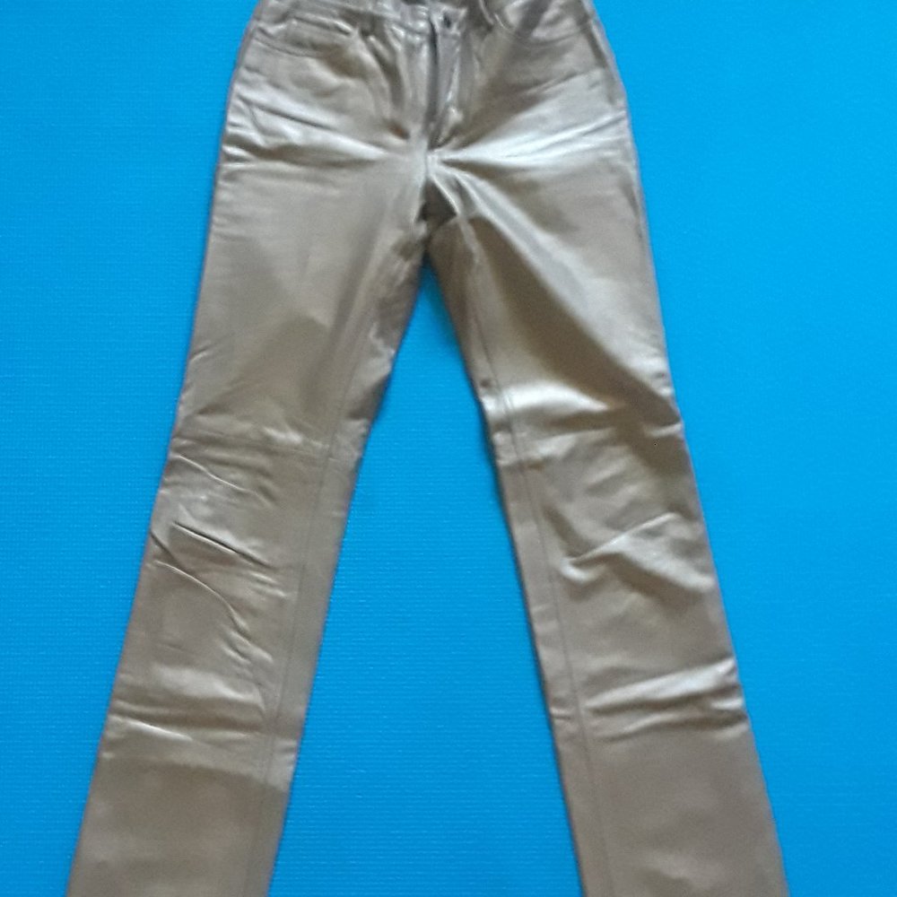 Hugo Buscati Gold Leather Pant